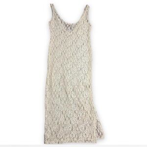 Elegant Cream Lace Maxi Dress